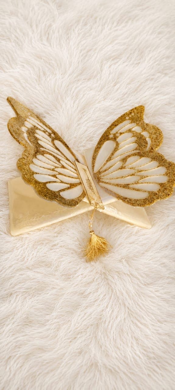 White and gold Butterfly rehel and bookmark 1
