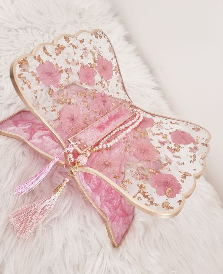 Pink Floral Rehel Bookmark & Tasbeeh 1